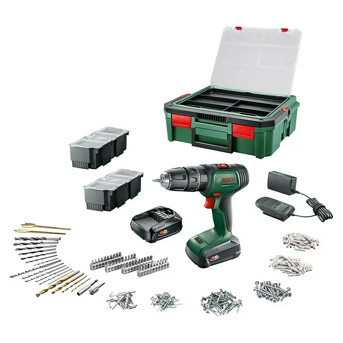 Bosch Power for All 18V Akkuschrauber UniversalImpact 18V - 18 V, 2 Akkus, 1,5 Ah, 241 -tlg. - Bosch UniversalImpact 18V Akku-Bohrschrauber mit Zubehör und Aufbewahrungsbox für vielfältige Anwendungen.