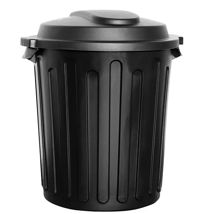 Floordirekt Standard Mülleimer Robin 60 L - 60 l, Kunststoff, Schwarz - Schwarzer Mülleimer aus Kunststoff mit Deckel für den Innen- und Außenbereich, robust und langlebig.