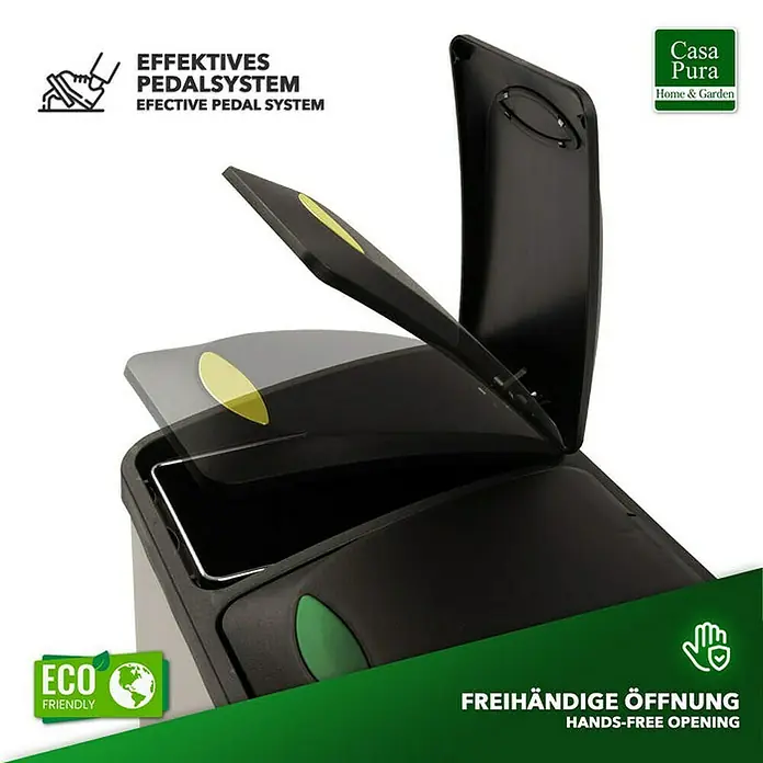 Floordirekt Standard Mülleimer Brandon 3 x 8 L - 24 l, Edelstahl, Silber - Der Casa Pura Tretabfalleimer mit effektivem Pedalsystem ermöglicht freihändige Öffnung und ist umweltfreundlich.