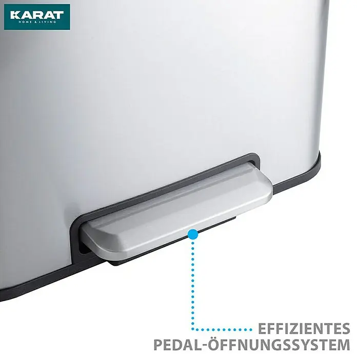 Floordirekt Standard Mülleimer Jack 30 L Edelstahl - 30 l, Edelstahl, Edelstahl - Abbildung eines Karat-Treteimers mit effizientem Pedal-Öffnungssystem.
