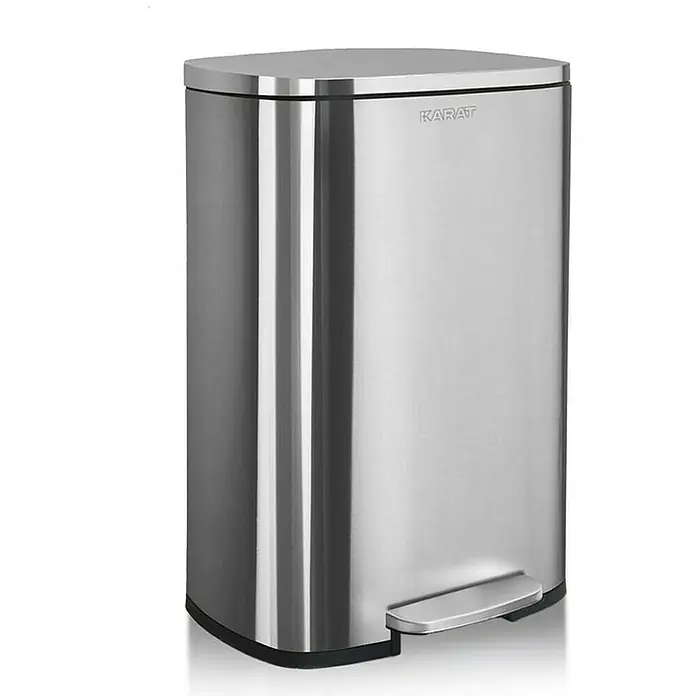 Floordirekt Standard Mülleimer Dustin 50 L Silber - 50 l, Edelstahl, Silber - Abfalleimer aus Edelstahl mit Fußpedal für eine hygienische Abfallentsorgung im Haushalt. Solide Verarbeitung und modernes Design.