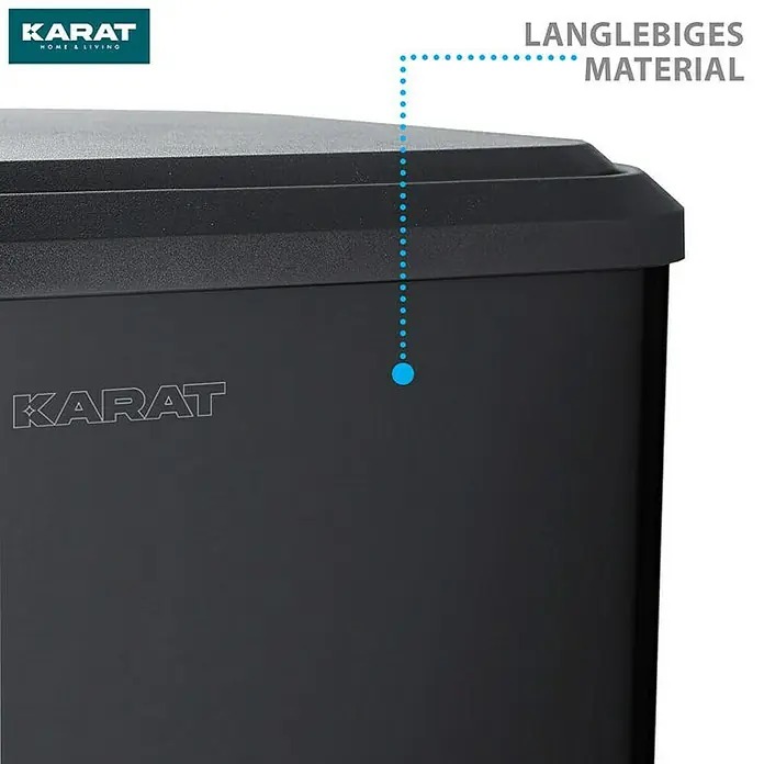 Floordirekt Standard Mülleimer Jack 30 L Schwarz - 30 l, Edelstahl, Schwarz - Nahaufnahme eines schwarzen Karat Home & Living-Produkts mit dem Hinweis auf langlebiges Material.