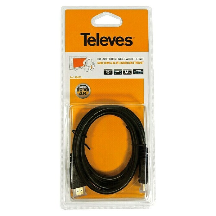 Televés Cable HDMI M-M (Negro, Largo: 1,5 m) | BAUHAUS