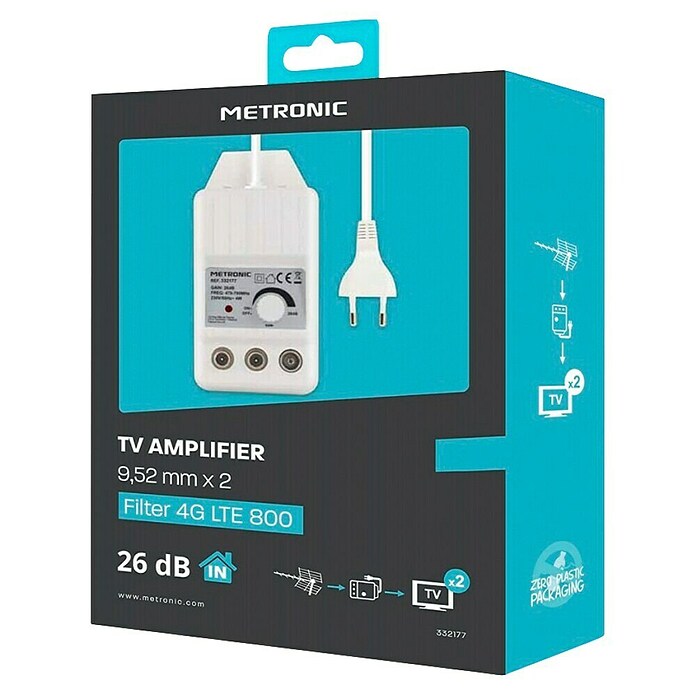 Metronic Amplificador de interior (1 x Enchufe Schuko (tipo F), Frecuencia: 470 - 790 MHz (UHF)) | BAUHAUS