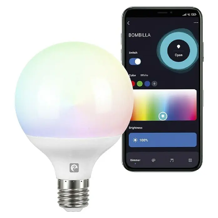 Garza Bombilla LED inteligente Zigbee - E27, RGBW, 1.060 lm, 11 W, Redonda - Bombilla LED inteligente con cambio de color y aplicación para smartphone para controlar el brillo y el color.