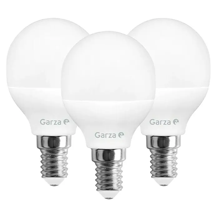 Garza Bombilla LED pack - E14, Blanco neutro, 810 lm, 8 W - Tres bombillas LED Garza que ofrecen iluminación eficiente y tecnología moderna para tu hogar.