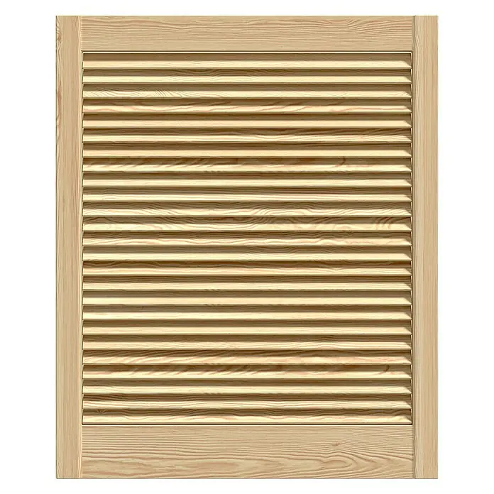 Lamellentür - B x H: 594 x 762 mm, Art Lamellen: Offen, Natur - Holzfensterladen mit horizontalen Lamellen und hellem Holzrahmen für den Innen- und Außenbereich.