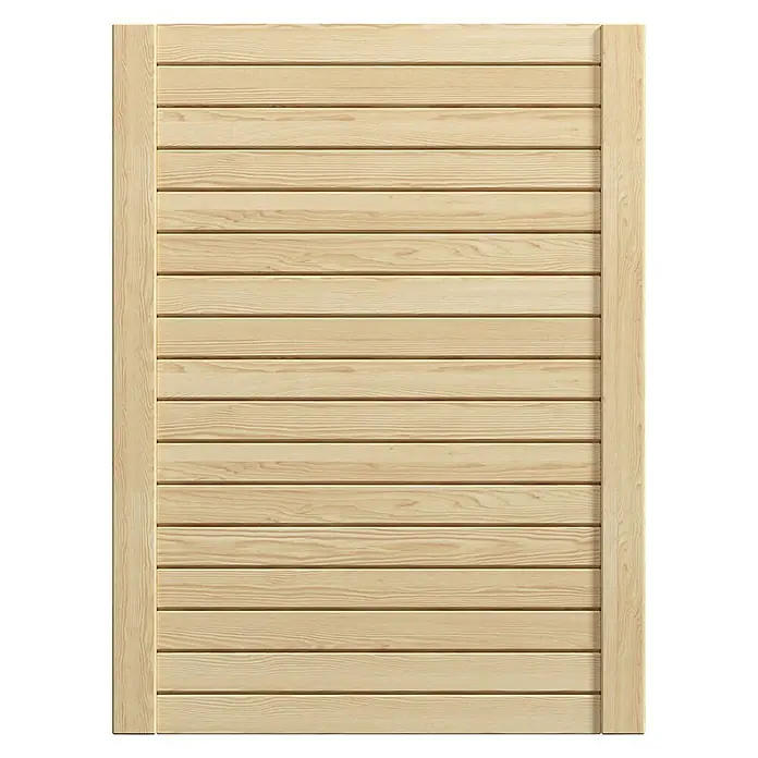 Möbeltür - B x H: 594 x 766 mm, Natur - Helle Holztür mit horizontalen Brettern und Rahmen.