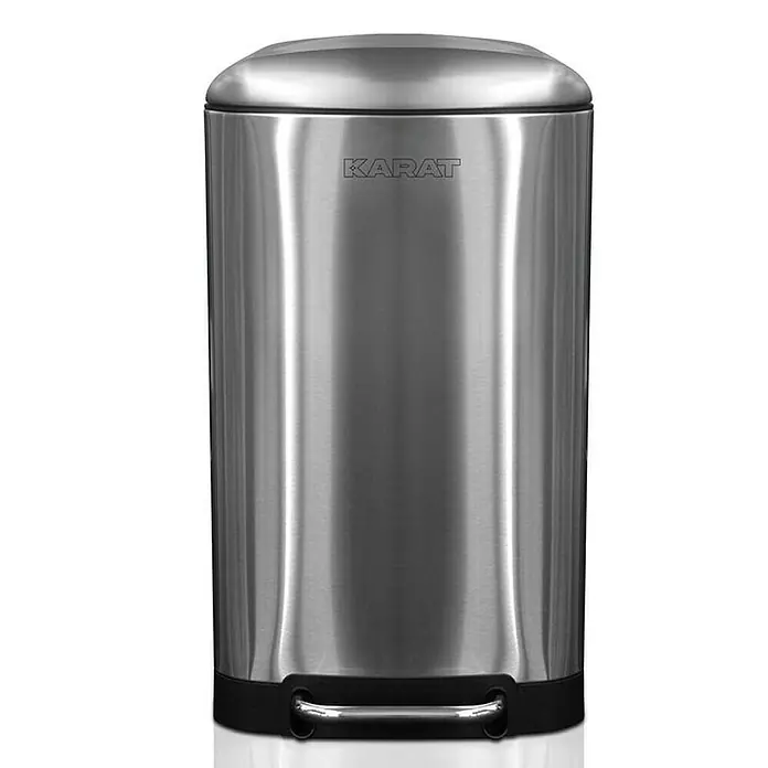 Floordirekt Standard Mülleimer Cubo 30 L Silber - 30 l, Edelstahl, Silber - Ein silberfarbener Karat-Treteimer aus Edelstahl, ideal für Küche und Bad, bietet stilvolle und hygienische Abfallentsorgung.