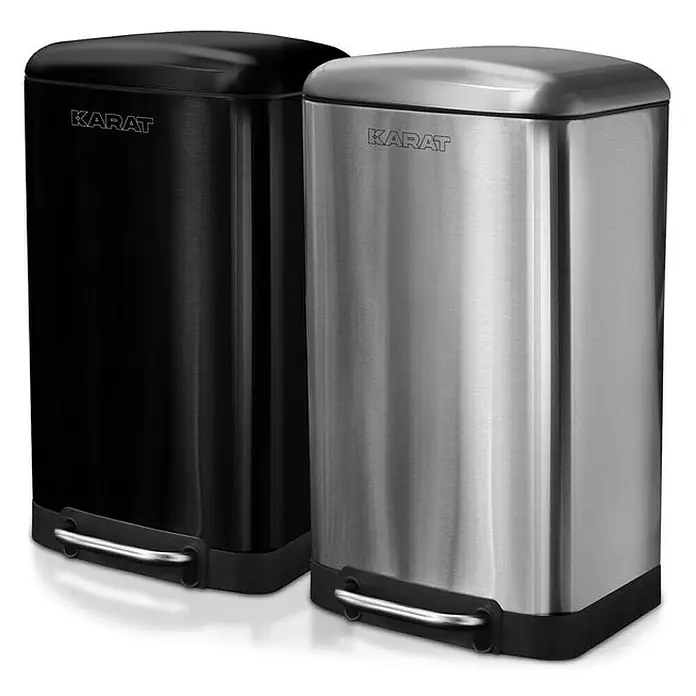 Floordirekt Standard Mülleimer Cubo 30 L Silber - 30 l, Edelstahl, Silber - Zwei Karat Treteimer in Schwarz und Silber. Praktische und stilvolle Abfallbehälter für jeden Raum.
