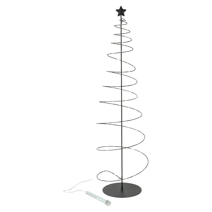 Boltze LED-Weihnachtsdekoleuchte Saturn - 22 x 22 x 80 cm, Schwarz, Metall - Metallener Spiralbaum mit Sternspitze, ideal für moderne Dekoration. Das schlanke Design wertet jeden Raum auf.