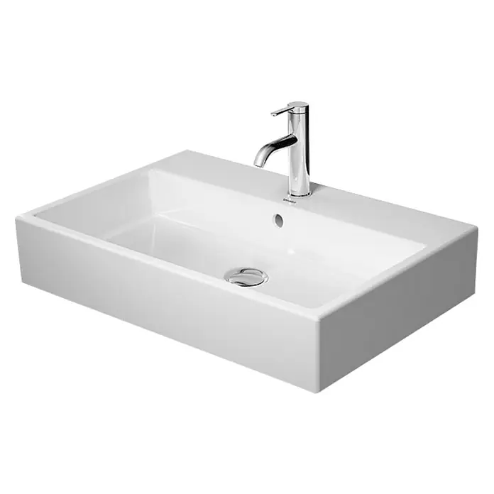 Duravit Vero Air Waschtisch - 60 x 47 cm, Mit schmutzabweisender Glasur, Hahnloch: Mitte, Mit Überlauf, Weiß, Geschliffen - Elegantes Waschbecken mit modernem Wasserhahn. Das stilvolle Design macht es zum Hingucker in jedem Badezimmer.
