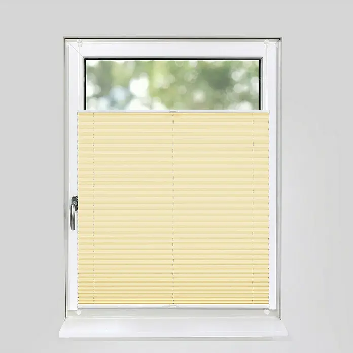 Deco-Raum Plissee ohne Bohren Basic - B x H: 50 x 150 cm, Hellorange - Plissee-Fensterabdeckung in Beige, die für Privatsphäre und Lichtsteuerung sorgt, ideal für jedes Zuhause oder Büro.