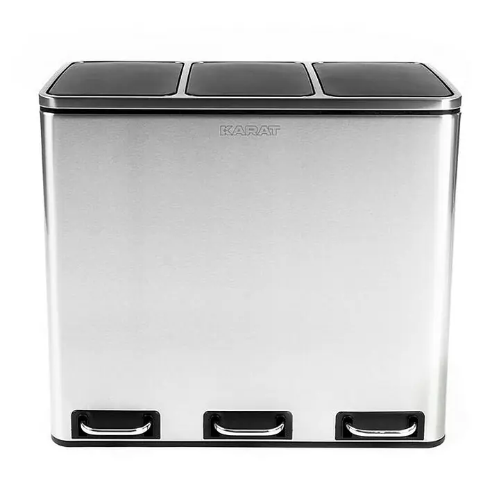 Floordirekt Standard Mülleimer Felix 3 x 18 L Edelstahl - 54 l, Edelstahl, Edelstahl - Mülleimer mit drei Fächern von Karat, ideal zur Mülltrennung und stilvollen Ergänzung für jede Küche.