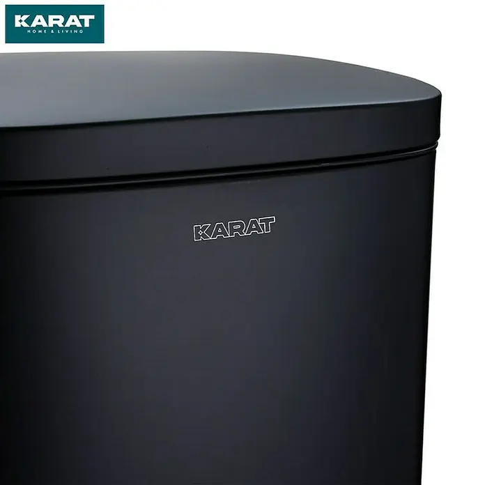 Floordirekt Standard Mülleimer Dustin 30 L Schwarz - 30 l, Edelstahl, Schwarz - Nahaufnahme eines schwarzen Karat Home & Living Mülleimers, der ein elegantes und modernes Design für jedes Zuhause bietet.