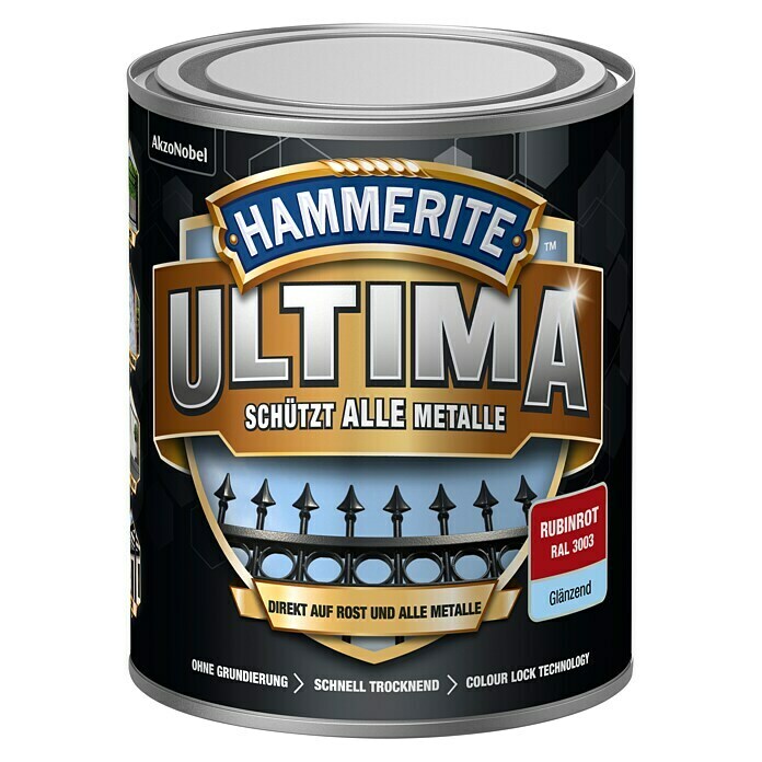Hammerite Metall-Schutzlack ULTIMA (RAL 3003, Rubinrot, 750 ml, Matt)