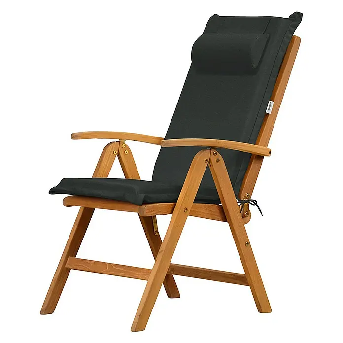 Kai Wiechmann Liegenauflage - Sonnenliege, Hochlehner, Relaxchair, L x B x H: 49 x 36 x 6 cm, Polyacryl, Anthrazit - Holzliegestuhl mit schwarzer Polsterung für entspanntes Sitzen im Garten oder auf der Terrasse. Die verstellbare Rückenlehne bietet zusätzlichen Komfort.
