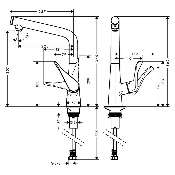 Hansgrohe Metris Select Spültischarmatur 320 (Chrom, Glänzend, Hoher Auslauf)