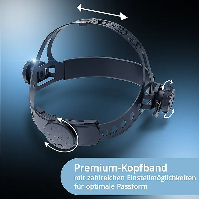 STAHLWERK Schweißhelm Schweißhelm ROOKIE - Schwarz - Premium-Kopfband mit zahlreichen Einstellungsmöglichkeiten für optimale Passform. Das Kopfband bietet Komfort und Anpassbarkeit.