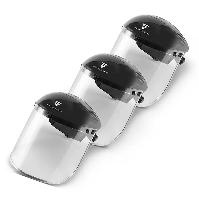 STAHLWERK Schutzhelm Gesichtsschutzschild 3er Set -  - Drei Stahlwerk-Gesichtsschirme im Stapel.