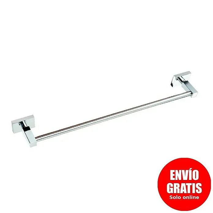 Bath Stage B-River Toallero de barra - Ancho: 53,5 cm, Cromo, Brillante - Toallero cromado con soportes cuadrados para baño o aseo de invitados.