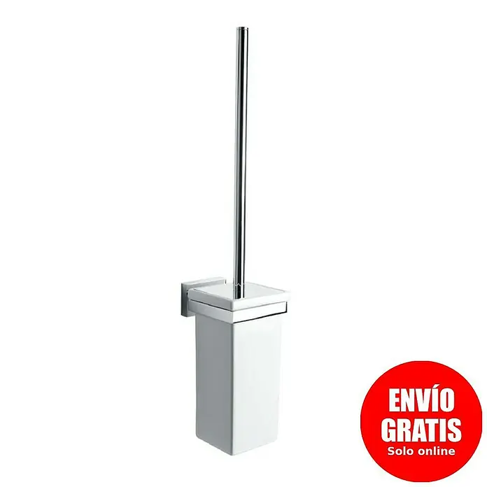 Bath Stage B-River Escobillero - Latón, Brillante, Cuadrado - Escobilla de baño de pared con soporte, un accesorio de baño elegante para un baño con estilo.