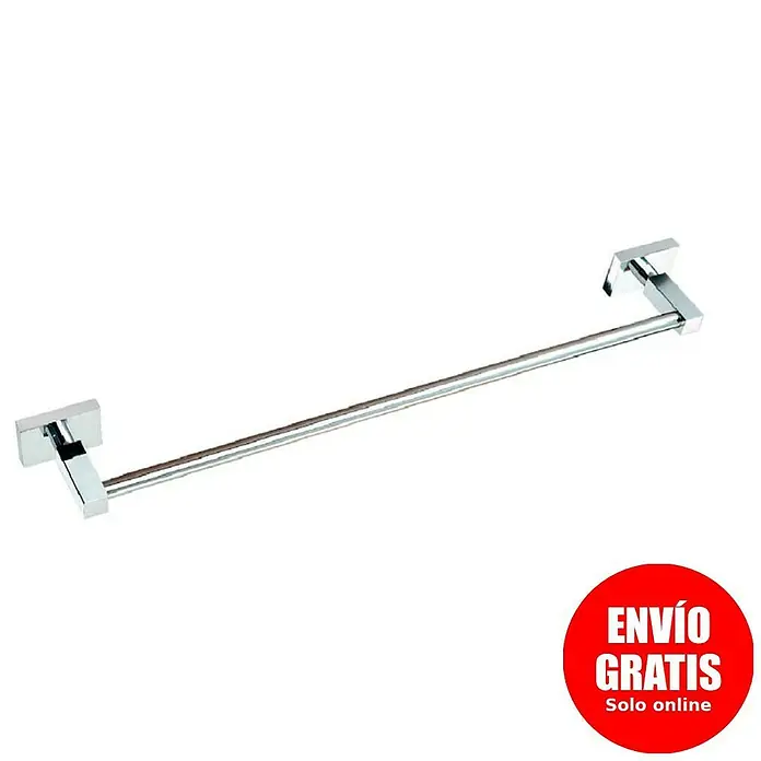Bath Stage B-River Toallero de barra - Ancho: 40 cm, Cromo, Brillante - Toallero plateado con soportes cuadrados para baño o aseo de invitados.