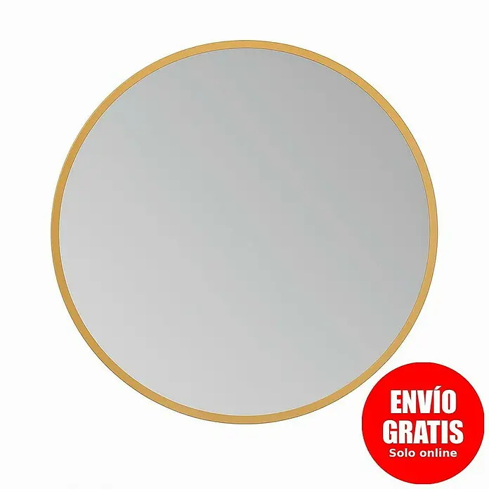 Bath Stage Espejo con luz B-953 - Diámetro: 100 cm, Oro, Blanco frío - Espejo redondo con marco dorado, ideal para añadir un toque elegante a cualquier habitación. Perfecto para baño, pasillo o salón.