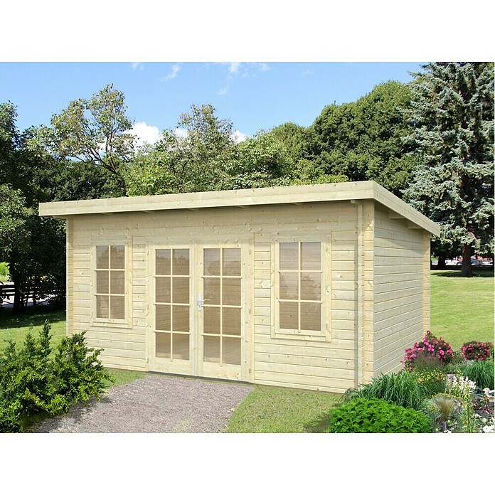 Palmako Caseta de jardín (Madera, 14,2 m², Espesor de pared: 44 mm, Natural)