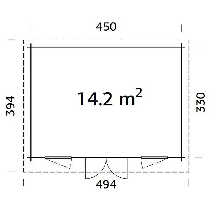 Palmako Caseta de jardín (Madera, 14,2 m², Espesor de pared: 44 mm, Natural)