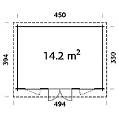 Palmako Caseta de jardín (Madera, 14,2 m², Espesor de pared: 44 mm, Natural)