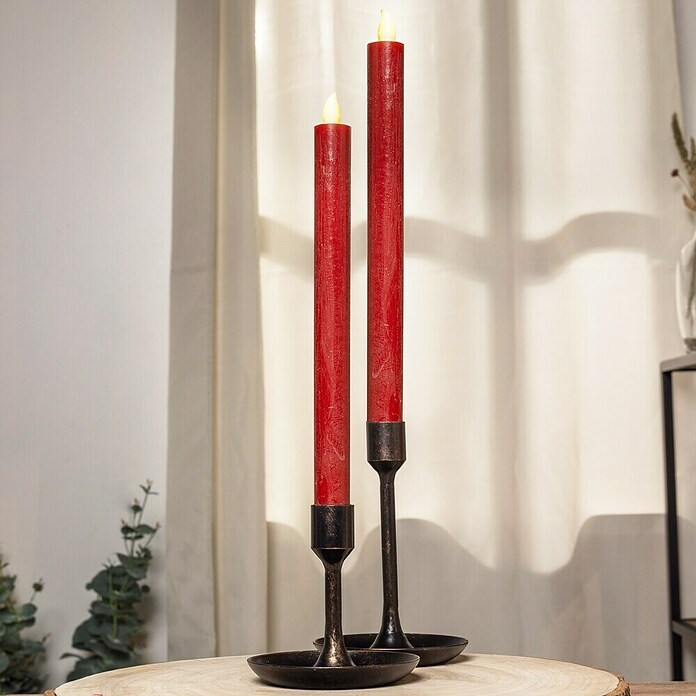 LED-Stabkerzen (Ø x H: 2 x 25 cm, Rot/Gold, 2 Stk.) | BAUHAUS