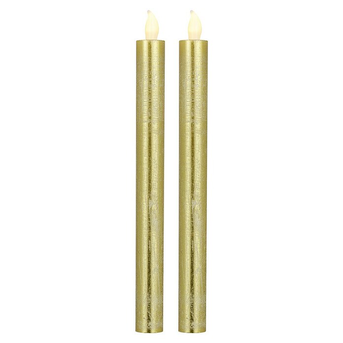 LED-Stabkerzen (Ø x H: 2 x 25 cm, Rot/Gold, 2 Stk.) | BAUHAUS