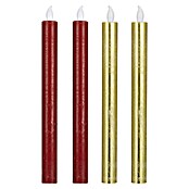 LED-Stabkerzen (Ø x H: 2 x 25 cm, Rot/Gold, 2 Stk.) | BAUHAUS