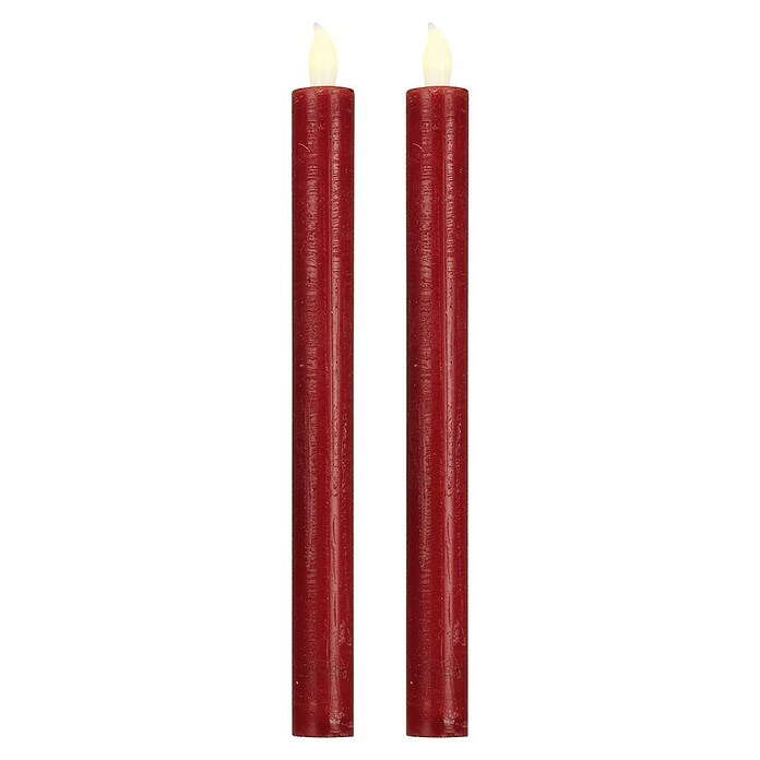 LED-Stabkerzen (Ø x H: 2 x 25 cm, Rot/Gold, 2 Stk.) | BAUHAUS