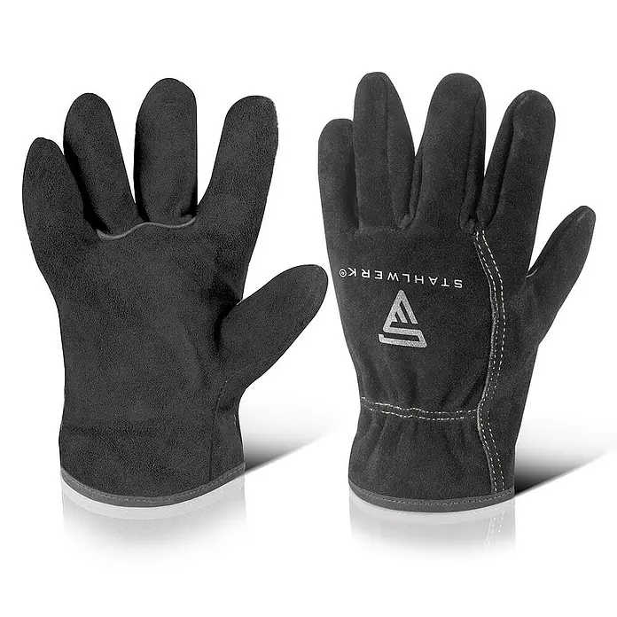 STAHLWERK Arbeitshandschuhe Schweißerhandschuhe -  - Schwarze Stahlwerk Schweißerhandschuhe aus Leder, ideal für Schweissarbeiten. Robuster Schutz für sicheres Arbeiten.