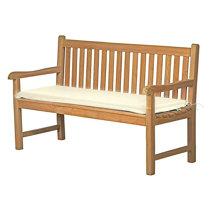 Kai Wiechmann Bankauflage - Gartenbank, Holzbank, Bank, L x B x H: 47 x 150 x 5 cm, Polyacryl, Naturweiß - Holzbank mit cremefarbener Sitzauflage. Die Gartenbank mit Armlehne und Rückenlehne bietet Platz für zwei Personen und lädt zum Verweilen ein.