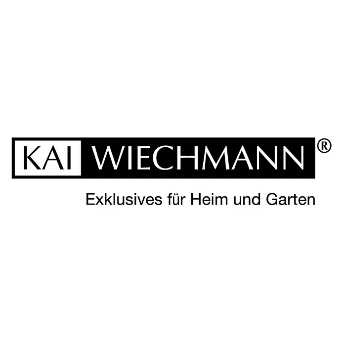 Kai Wiechmann Garten-Beistelltisch - Quadratisch, Taupe - Das Logo von Kai Wiechmann, einem Anbieter exklusiver Produkte für Heim und Garten, präsentiert in Schwarz und Weiß.