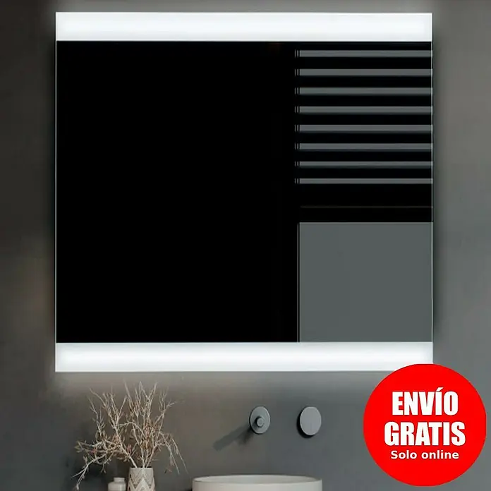 Bath Stage Espejo con luz B-932 - 80 x 70 cm, Blanco frío - Un espejo de baño moderno con iluminación LED que combina funcionalidad y estilo, permitiendo una visión clara.