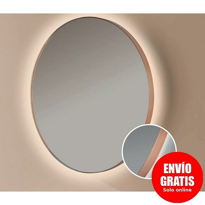 Bath Stage Espejo con luz LED B-960 (Diámetro: 100 cm, Oro rosa, Blanco frío) | BAUHAUS