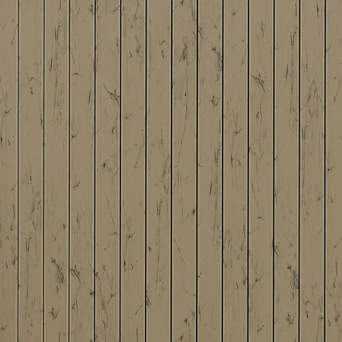 Kovalex WPC-Terrassendiele Massiv mit Struktur nach Maß - Samtesche, 540 x 14,5 x 2 cm - Braune Holzwand mit Maserung. Die Holzpaneele sind vertikal angeordnet und haben dunkle Rillen dazwischen.