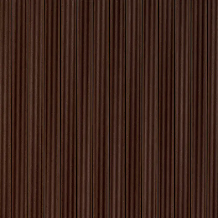 Kovalex WPC-Terrassendiele Exklusiv nach Maß - Braun, Gebürstet, 460 x 14,5 x 2,6 cm - Dunkelbraune, vertikale Holzpaneele mit feinen Rillen, die eine warme und natürliche Textur für Wandverkleidungen oder Bodenbeläge bieten.