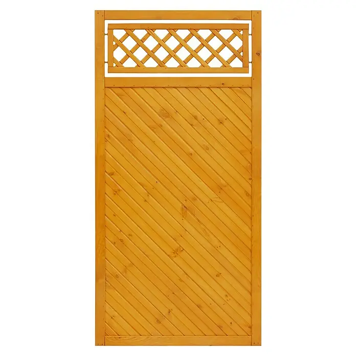 Andrewex Sichtschutzelement Toulon - 90 x 180 cm, Pinie - Holzzaunfeld mit diagonalen Brettern und Gittereinsatz im oberen Bereich, ideal für Garten oder Terrasse, bietet Sichtschutz und verleiht eine natürliche Optik.