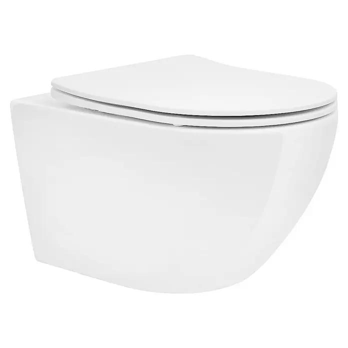 LuxeBath Wand-WC Hochwertiges Weiß mit Antibakterieller Oberfläche Duroplast - Spülrandlos, Spülform: Tief, WC Abgang: Waagerecht, Weiß - Elegante, wandhängende Toilette in Weiß mit geschlossenem Spülrand und modernem Design. Perfekt für jedes Badezimmer.