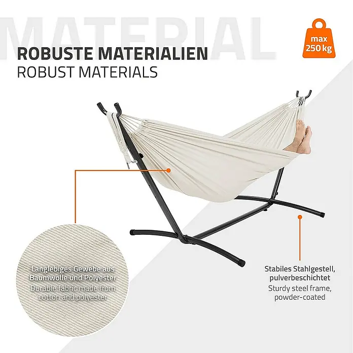 ML-Design Hngematte XXL Hngesessel Beige mit Tragetasche und Stnder fr  Garten/Balkon online kaufen bei BAUHAUS