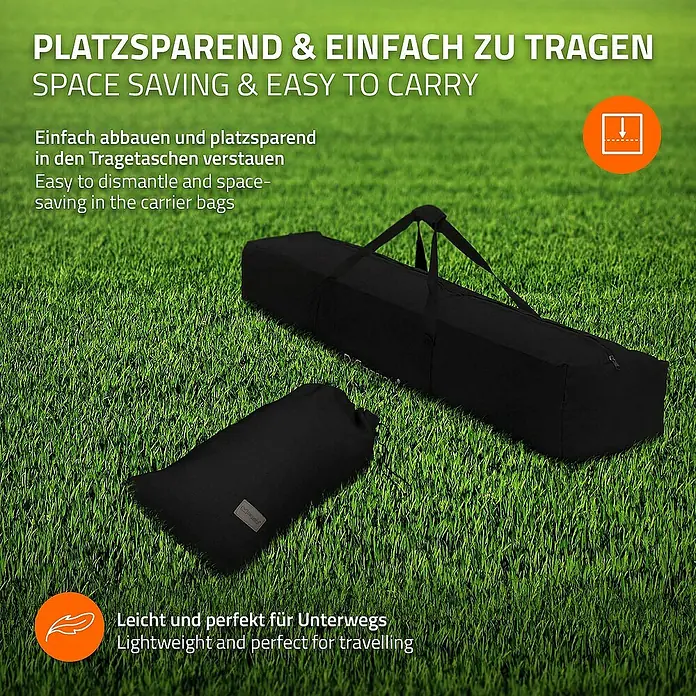 ML-Design Hängematte XXL Hängesessel Schwarz mit Tragetasche und Ständer für Garten/Balkon - L x B: 255 x 99 cm, Stahl, Schwarz, Passend für: Erholung, Lesen, Entspannen - Platzsparende Tragetaschen für den einfachen Transport, ideal für unterwegs.