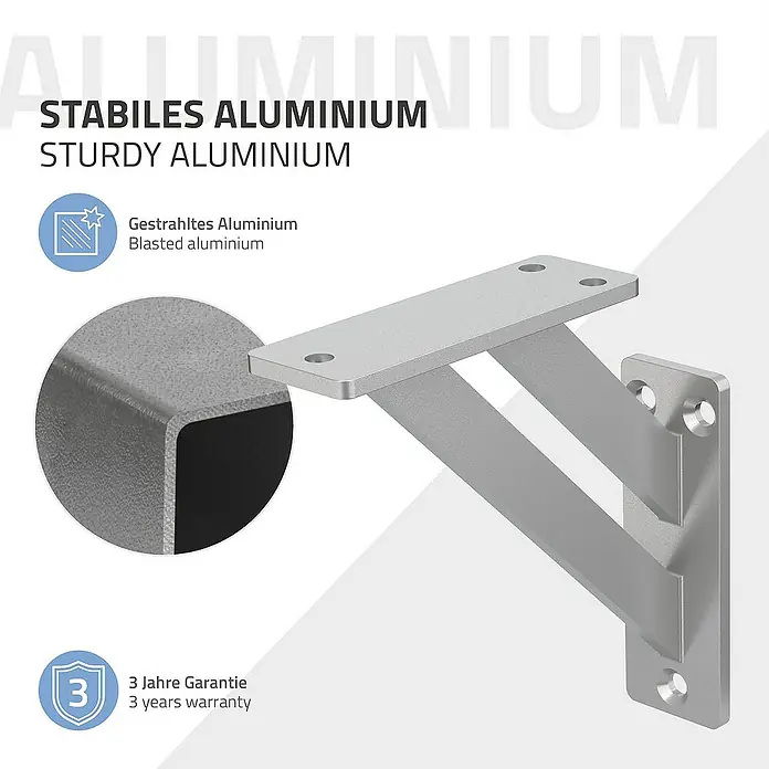 ML-Design Metallregal Wandkonsole Silber Regalstütze Wandregal Regalwinkel Regalhalterungen - H x B x T: 12 x 12 x 12 cm, Aufstellen, Silber - Ein stabiler Aluminium-Regalträger mit gebürsteter Oberfläche und 3 Jahren Garantie.