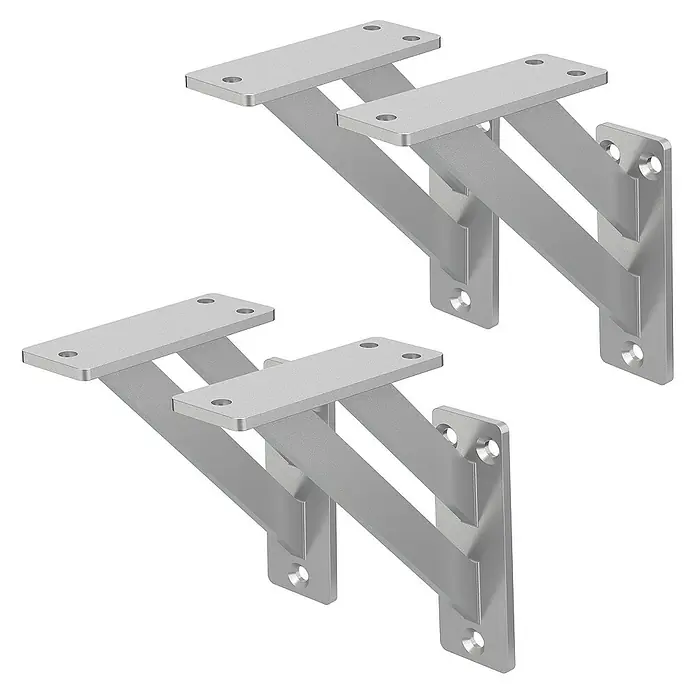 ML-Design Metallregal Wandkonsole Silber Regalstütze Wandregal Regalwinkel Regalhalterungen - H x B x T: 12 x 12 x 12 cm, Aufstellen, Silber - Zwei silberne Treppenhaus-Wandhalterungen aus Metall mit Befestigungslöchern für eine sichere Installation. Ideal für Treppenprojekte.