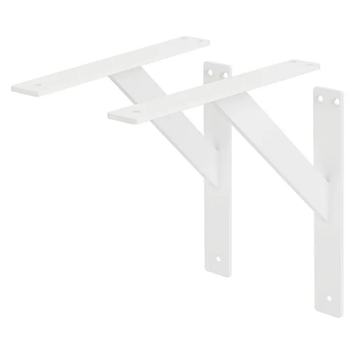 ML-Design Metallregal Regalwinkel Weiß Regalstütze Wandkonsole Wandhalterung - H x B x T: 24 x 3 x 3 cm, Aufstellen, Weiß - Ein Paar weiße Regalhalterungen, ideal für die Montage von Regalen und zur Unterstützung von Büchern und Dekorationsgegenständen.