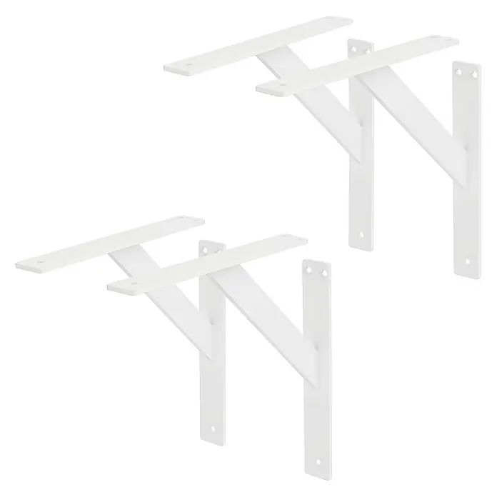 ML-Design Metallregal Regalwinkel Weiß Regalstütze Wandkonsole Wandhalterung - H x B x T: 24 x 24 x 24 cm, Aufstellen, Weiß - Weiße Regalträger-Sets für stilvolle Wandregale. Ideal für moderne Wohnräume und einfache Montage.
